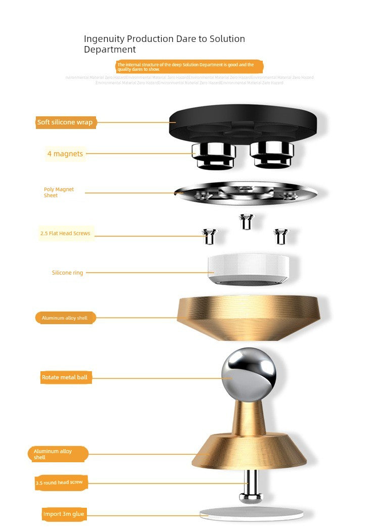 Strong Magnetic Aluminum Alloy Car Gift on-Board Bracket Magnetic Suction 360 Degrees Rotate Navigation Car Phone Holder