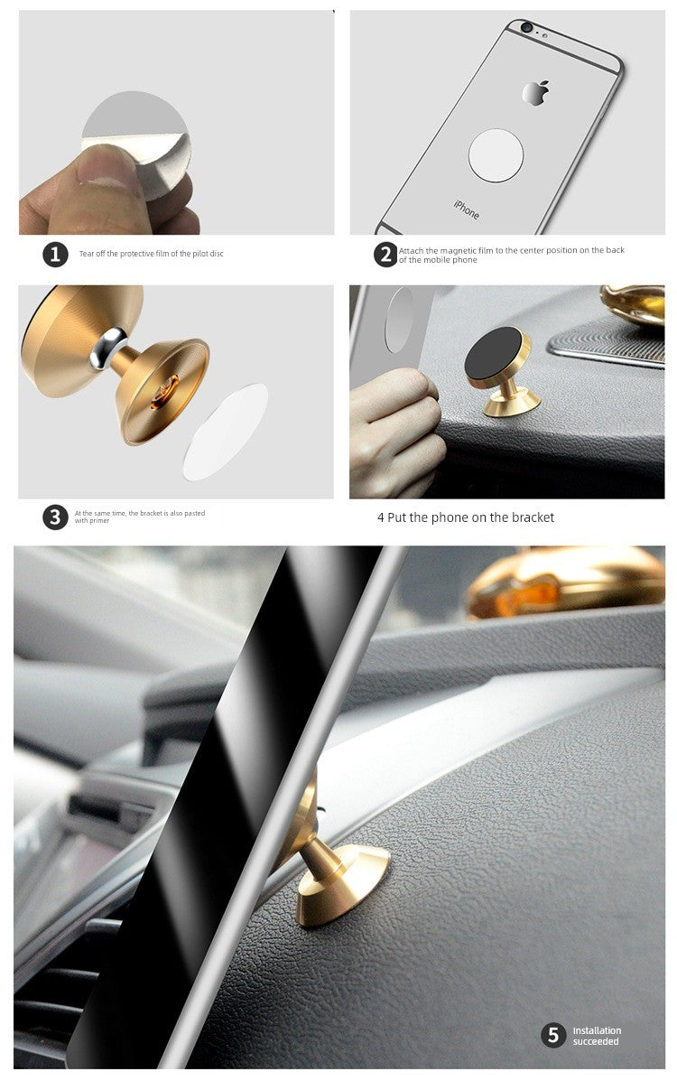 Strong Magnetic Aluminum Alloy Car Gift on-Board Bracket Magnetic Suction 360 Degrees Rotate Navigation Car Phone Holder