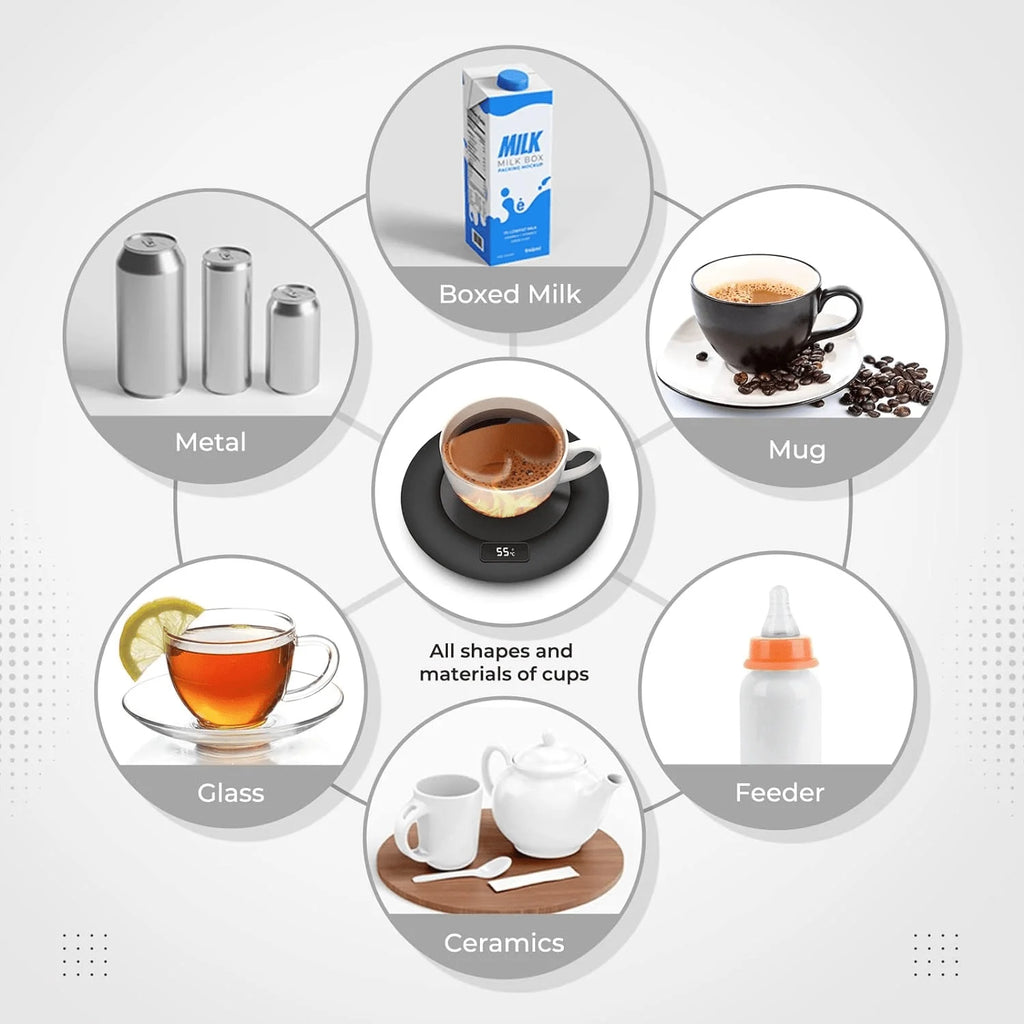 USB Coffee Cup Warm Heating Pad DC 5V Constant Temperature Coaster 3 Gear Digital Display Adjustment Timing Heater for Milk Tea