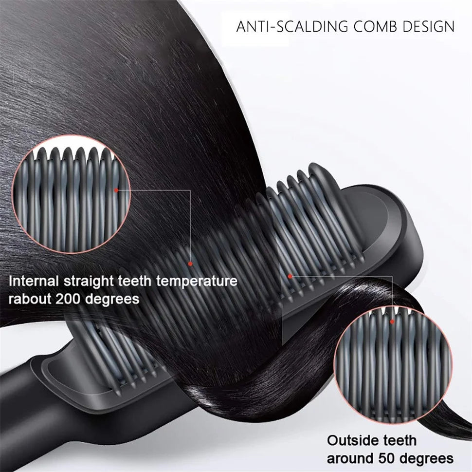 Multifunctional Ionic Hair Straightener Curler Brush Fast Heating Curler Straightener Comb Styler Electric Fast Heating Comb