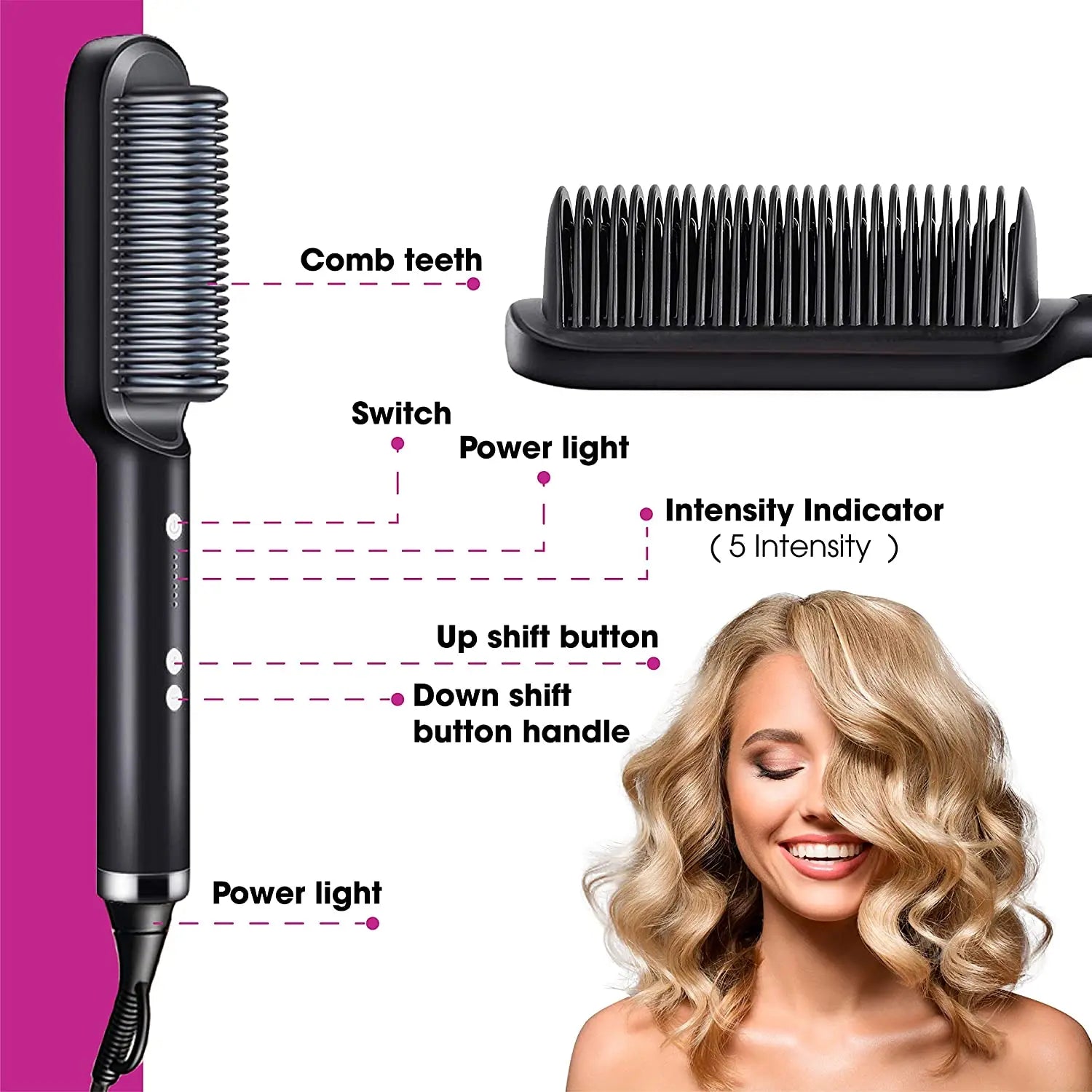 Multifunctional Ionic Hair Straightener Curler Brush Fast Heating Curler Straightener Comb Styler Electric Fast Heating Comb
