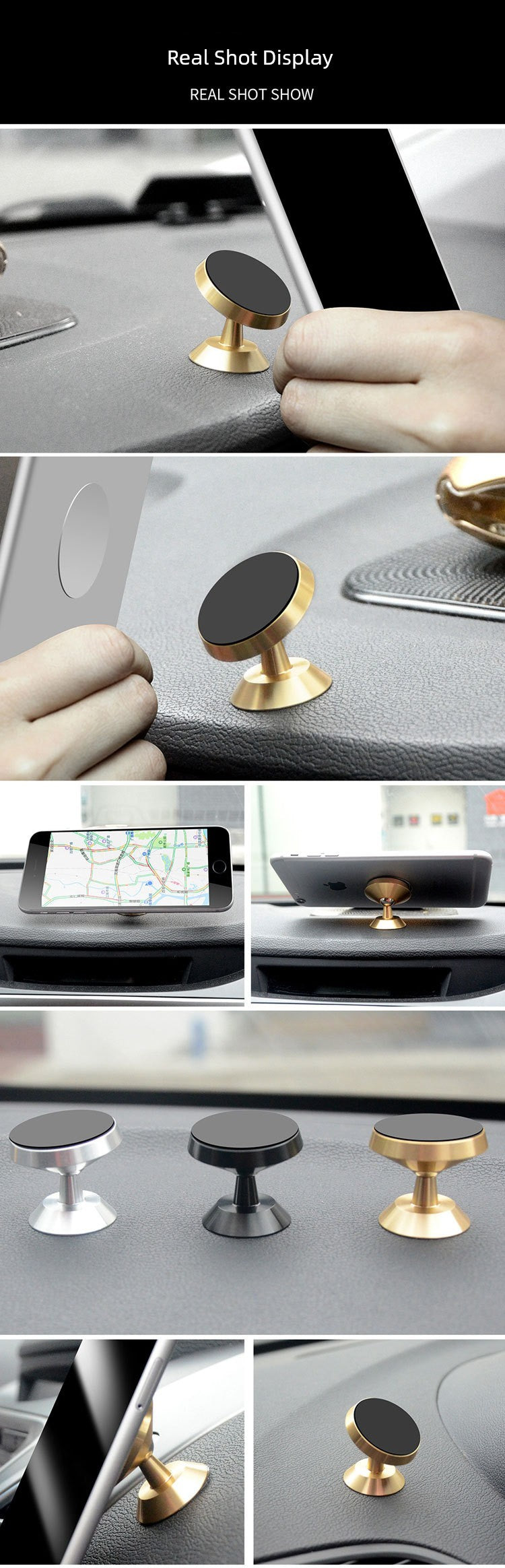 Strong Magnetic Aluminum Alloy Car Gift on-Board Bracket Magnetic Suction 360 Degrees Rotate Navigation Car Phone Holder