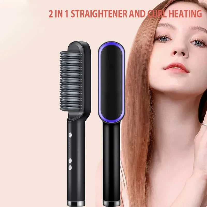 Professional Quick Heating Negative Ion Electric Hot Comb 2pcs Hair Straightener